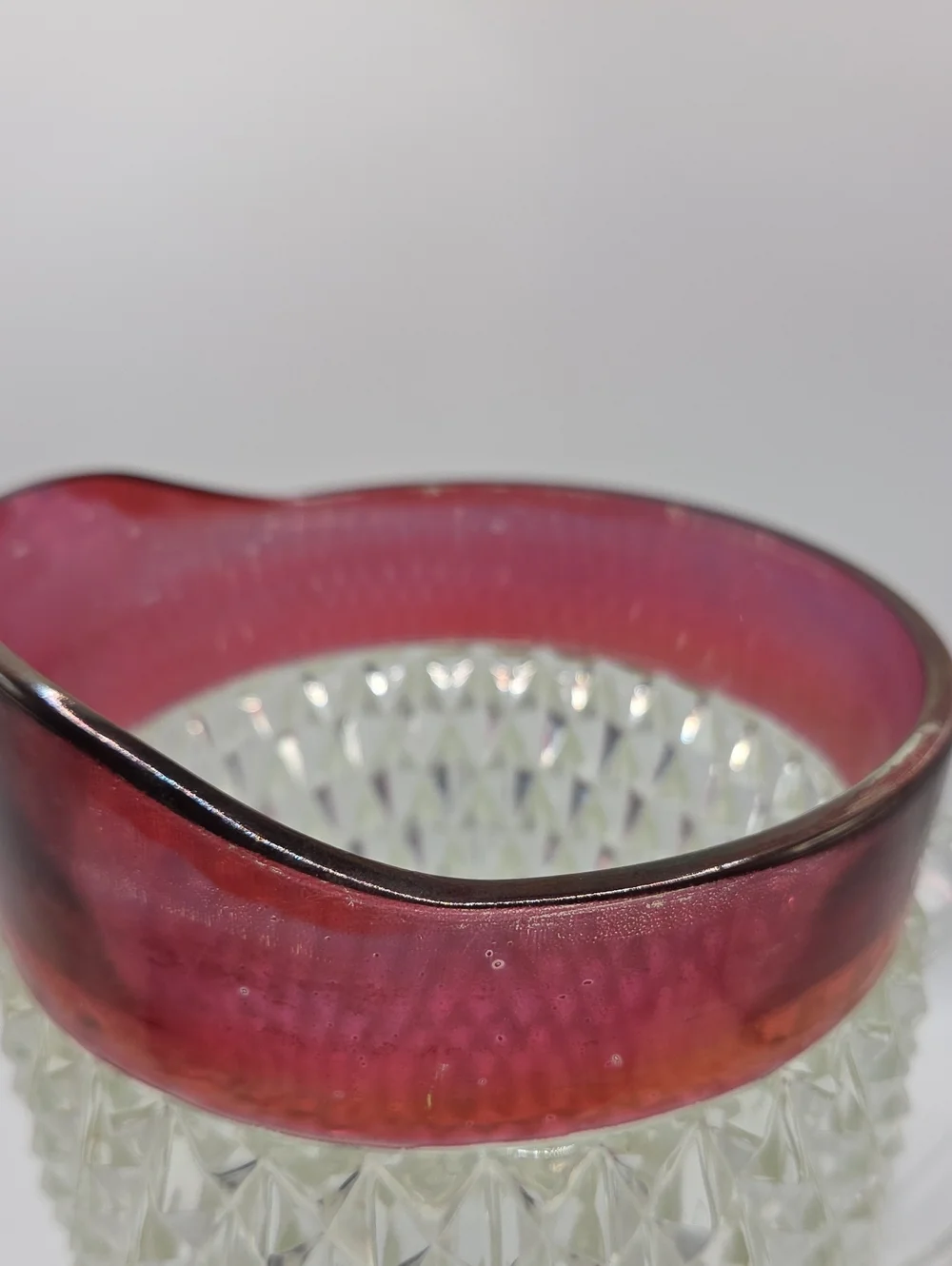 Diamond Point Ruby Glass Pitcher. Indiana Glass. Vintage
